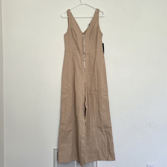 Lulus Pants - Lulu's Front Zip Sleeveless Wide-leg Tan Jumpsuit Size Medium